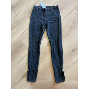 Three‎ Dots Moto Leggings Women's XS Black Ankle Zip Cotton Blend